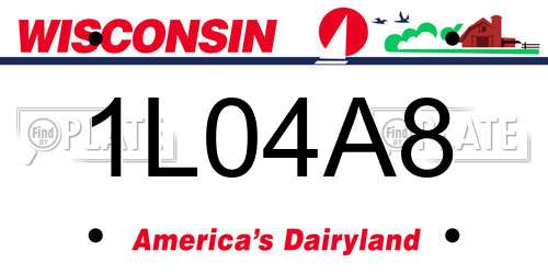 1L04A8 Wisconsin License Plate