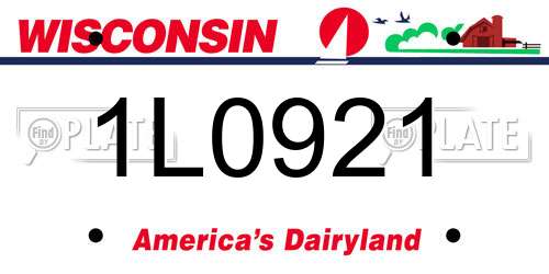 1L0921 Wisconsin License Plate