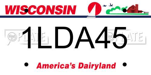 1LDA45 Wisconsin License Plate