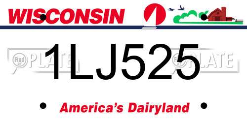1LJ525 Wisconsin License Plate
