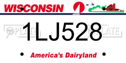 1LJ528 Wisconsin License Plate
