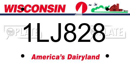 1LJ828 Wisconsin License Plate