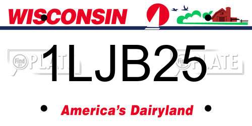 1LJB25 Wisconsin License Plate