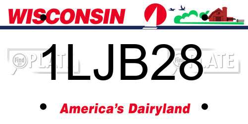 1LJB28 Wisconsin License Plate