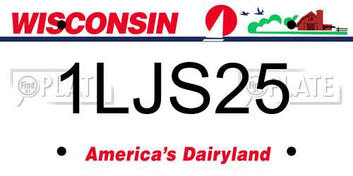 1LJS25 Wisconsin License Plate