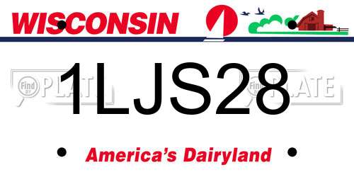 1LJS28 Wisconsin License Plate