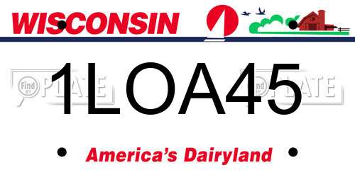 1LOA45 Wisconsin License Plate