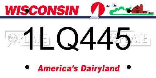 1LQ445 Wisconsin License Plate