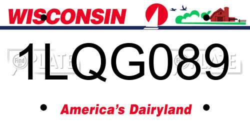 1LQG089 Wisconsin License Plate