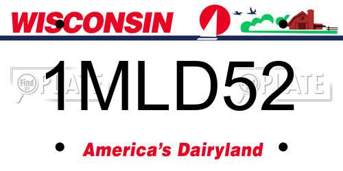 1MLD52 Wisconsin License Plate