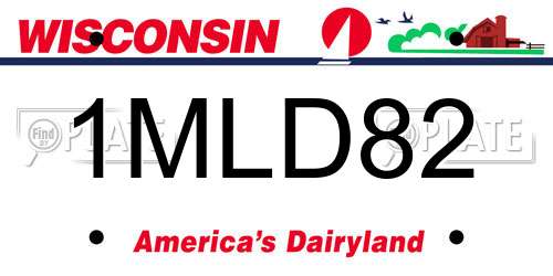1MLD82 Wisconsin License Plate
