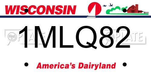 1MLQ82 Wisconsin License Plate