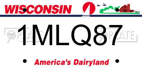 1MLQ87 Wisconsin License Plate