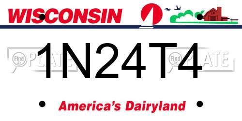1N24T4 Wisconsin License Plate
