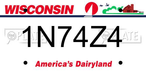 1N74Z4 Wisconsin License Plate