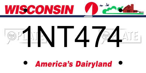 1NT474 Wisconsin License Plate