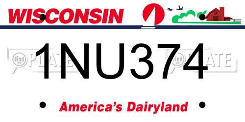 1NU374 Wisconsin License Plate