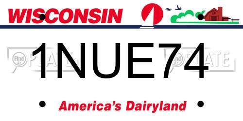 1NUE74 Wisconsin License Plate