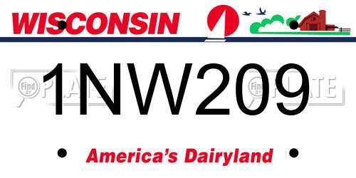 1NW209 Wisconsin License Plate