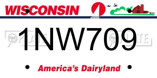 1NW709 Wisconsin License Plate