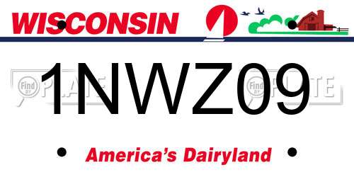 1NWZ09 Wisconsin License Plate