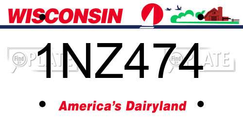 1NZ474 Wisconsin License Plate