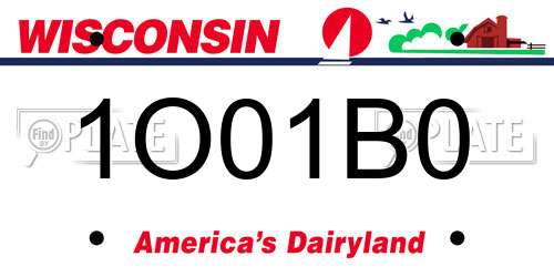 1O01B0 Wisconsin License Plate
