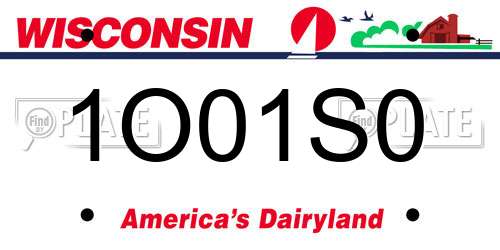1O01S0 Wisconsin License Plate