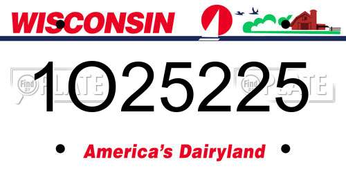 1O25225 Wisconsin License Plate