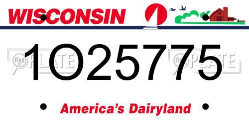 1O25775 Wisconsin License Plate