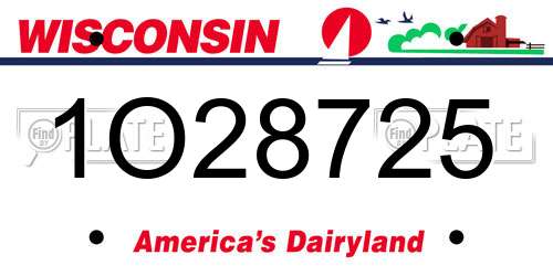 1O28725 Wisconsin License Plate