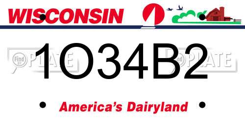 1O34B2 Wisconsin License Plate