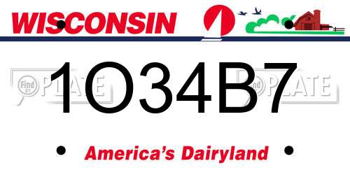 1O34B7 Wisconsin License Plate