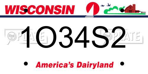 1O34S2 Wisconsin License Plate