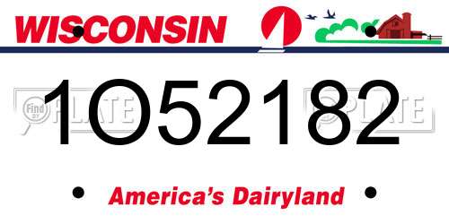 1O52182 Wisconsin License Plate