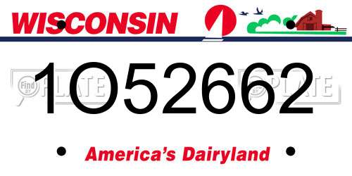 1O52662 Wisconsin License Plate
