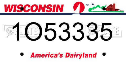 1O53335 Wisconsin License Plate