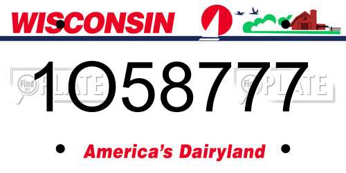1O58777 Wisconsin License Plate