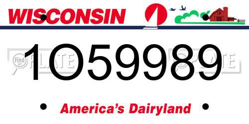 1O59989 Wisconsin License Plate
