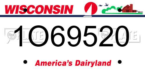 1O69520 Wisconsin License Plate