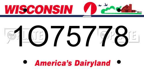 1O75778 Wisconsin License Plate