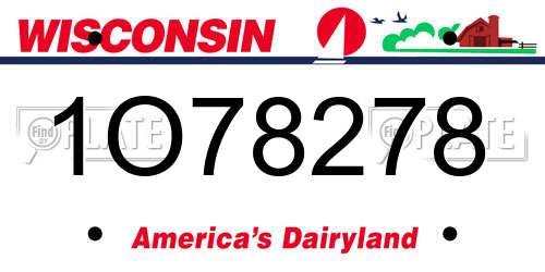 1O78278 Wisconsin License Plate