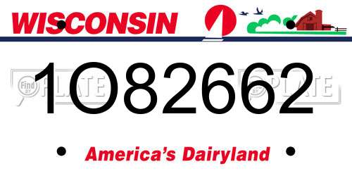 1O82662 Wisconsin License Plate