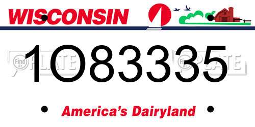 1O83335 Wisconsin License Plate