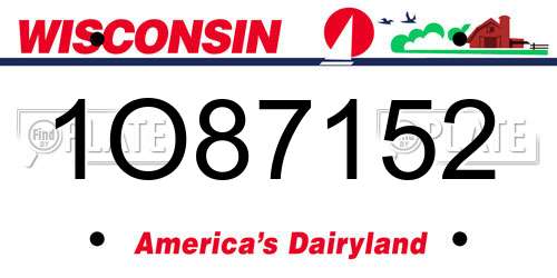 1O87152 Wisconsin License Plate