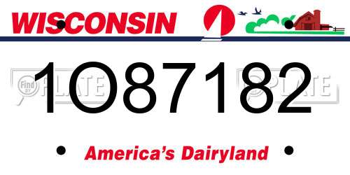 1O87182 Wisconsin License Plate