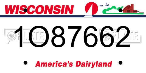 1O87662 Wisconsin License Plate