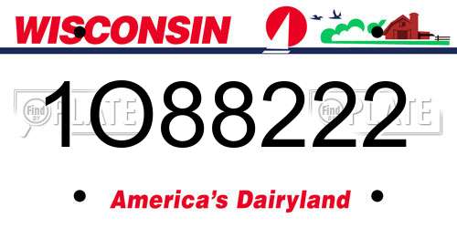 1O88222 Wisconsin License Plate
