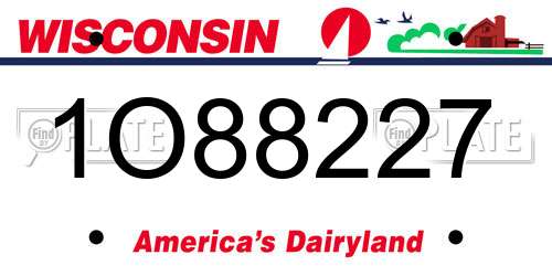 1O88227 Wisconsin License Plate