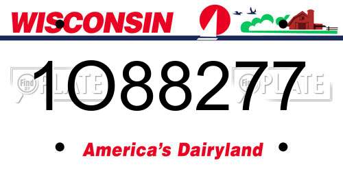 1O88277 Wisconsin License Plate